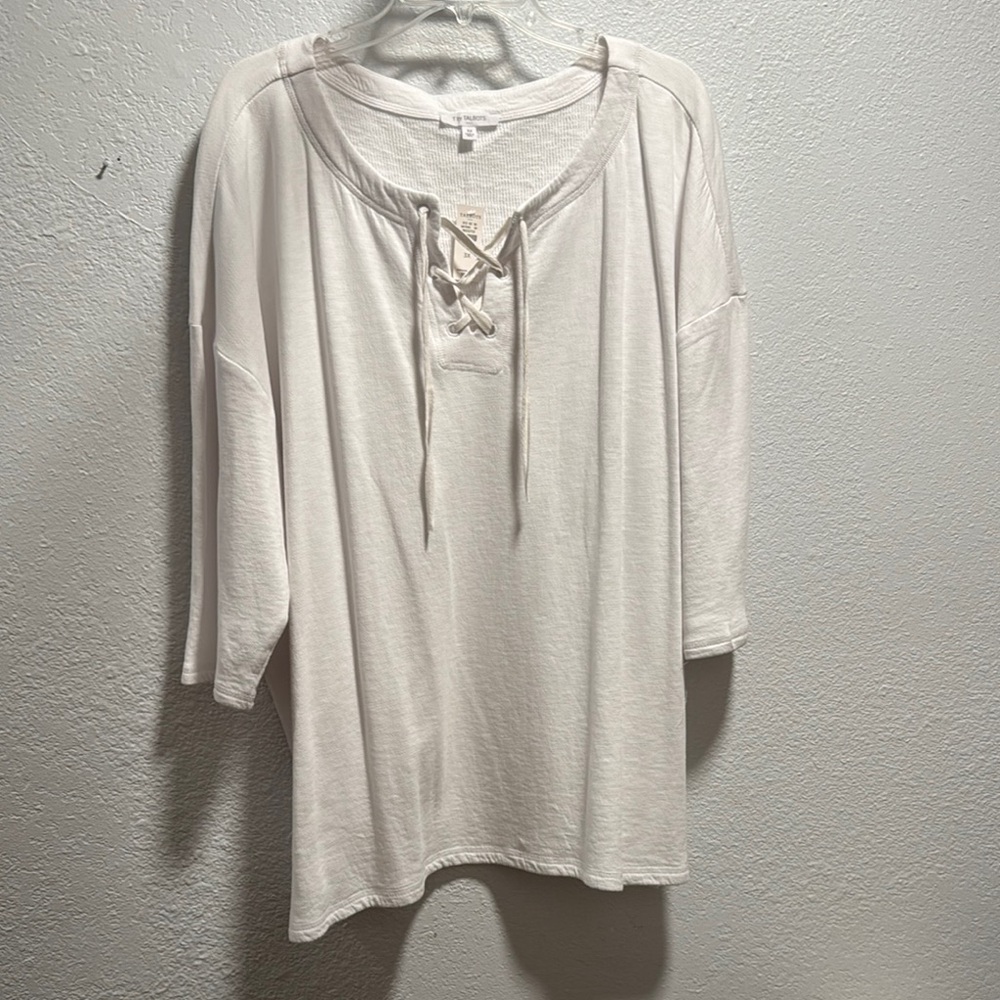 Talbots Cream Tie Front Tunic Relaxed Fit